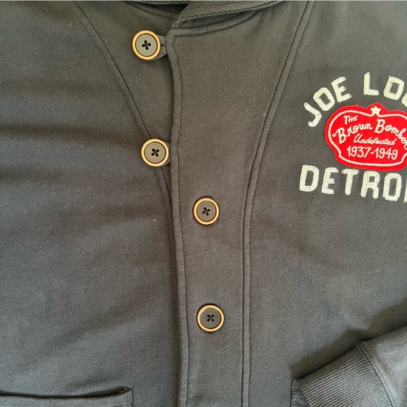 ROOTS OF FIGHT DARK GRAY RARE LONG SLEEVE BUTTON UP JOE LOUIS DETROIT CARDIGAN - Picture 8 of 11